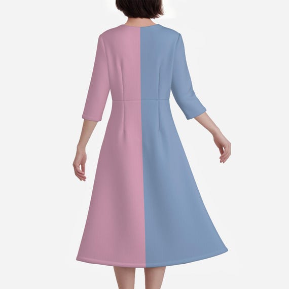 pink and blue dress for gender reveal plus size Pink-Blue Grenadine Backless Gender Reveal Maternity Maxi Dress SeinDeal