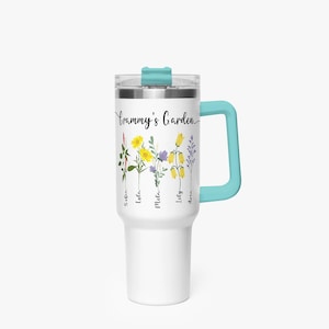 Personalized Grandma&#39;s Garden Flower Tumbler 40oz , Custom Name Mug for Mom Grandma , UV Printed Floral Travel Cup, Mother&#39;s Day Gift