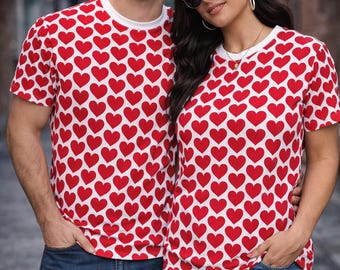 Red Hearts Men's T-Shirt Unisex AOP Cut & Sew Tee