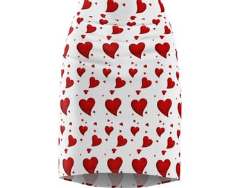 Heart Patterned Women's Skater Skirt | Valentine's Day Skirt Outfit for Valentine's Day Women's Pencil Skirt
