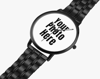Personalisierte Fotouhr, benutzerdefinierte Stahl gravierte Armbanduhr, Sentimentales Geschenk für Ihn, Jahrestag, Geburtstag, Valentinstag, täglicher Gebrauch
