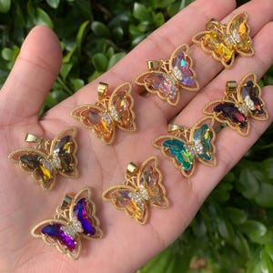 Butterfly Pendant, 18K Gold Plated with Zircon, Crystal Glass Butterfly Pendant, Minimalist Pendant, Rainbow Butterfly, Mother's Day Gift.