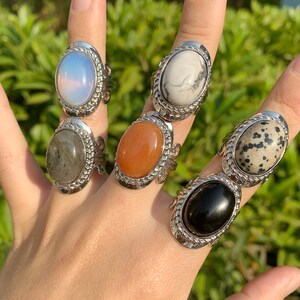 Oval Gemstone Rings, Adjustable Rings, Genuine Crystals Rings, Chunky Rings, Boho Rings For Gift, Women RingsMother's Day Gifts. Bild 2