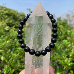 Bracelet obsidienne noire, bracelet de perles rondes en pierres précieuses, bracelets extensibles, bracelet de guérison énergétique, cadeau 6 mm 8 mm 10 mm pour les amis.