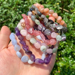 32 tipos de pulsera elástica de cristal, pulsera apilable de cristal curativo, pulsera de piedras preciosas caídas, pulsera elástica hecha a mano,