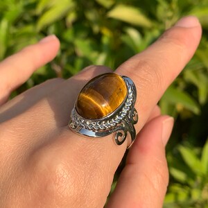 Oval Gemstone Rings, Adjustable Rings, Genuine Crystals Rings, Chunky Rings, Boho Rings For Gift, Women RingsMother's Day Gifts. Bild 10
