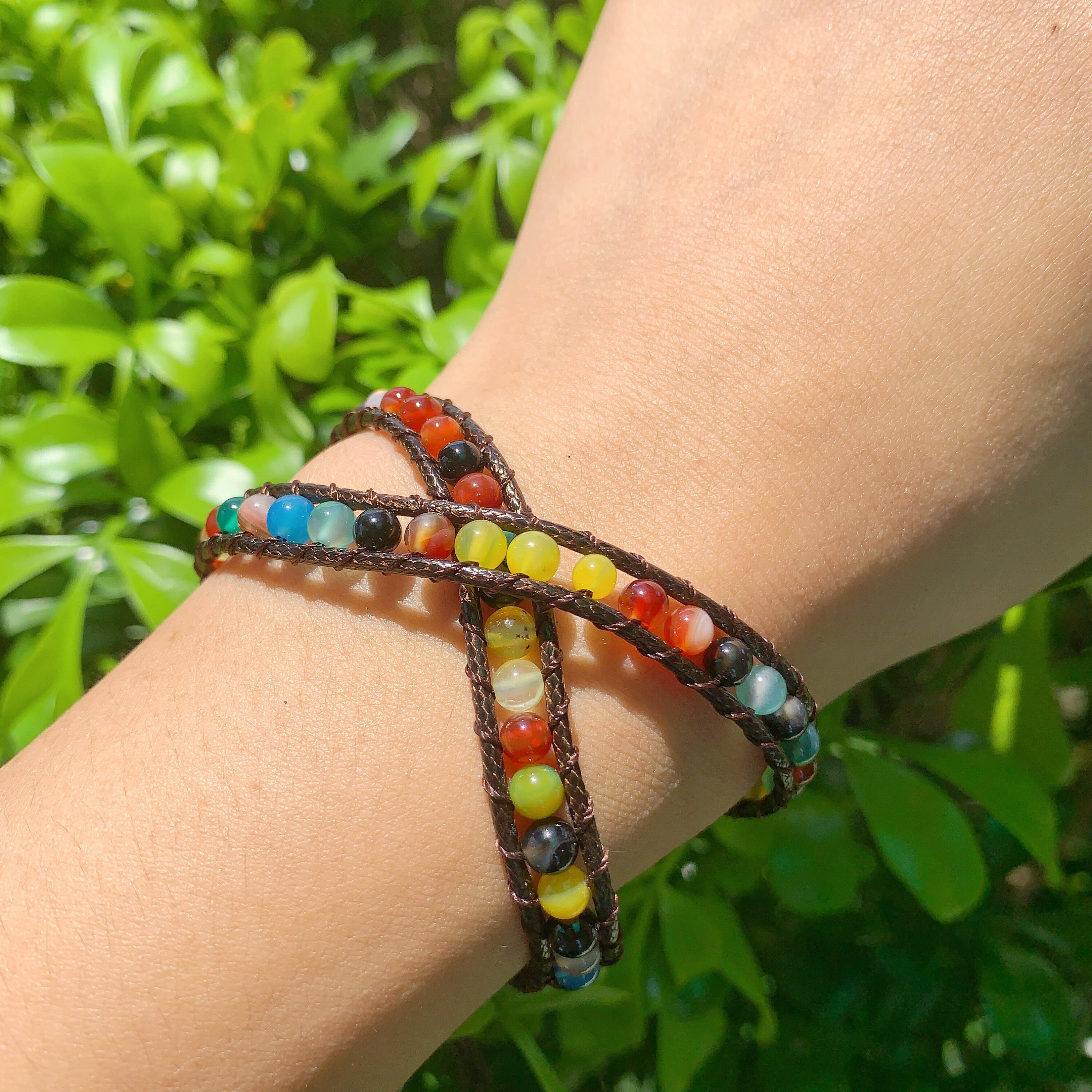 Leather and hotsell stone bracelets