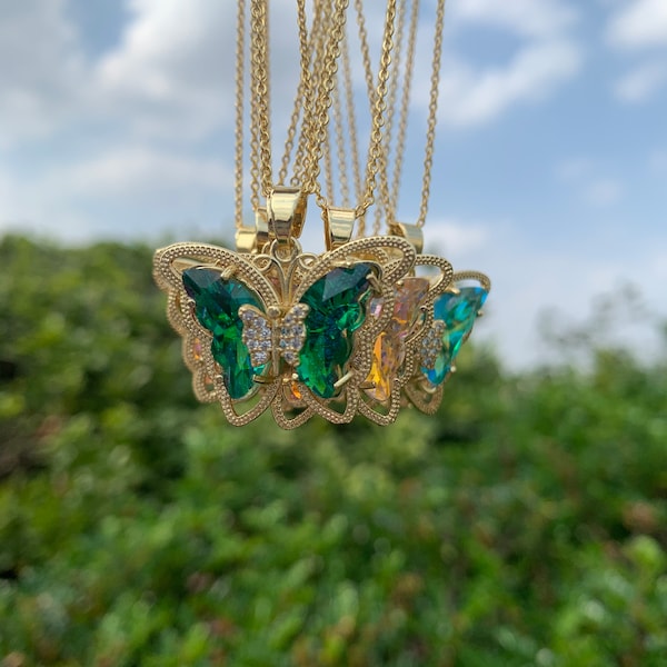 Crystal Butterfly Pendant Etsy