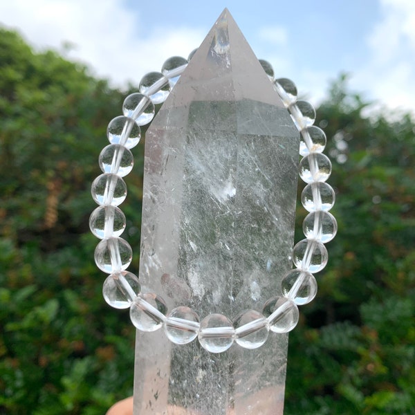 AAA Clear Quartz Bracelet, Natural Gemstone Bracelet, Handmade Crystal Bracelets, Stretchy Bracelets, 8mm 6mm, Gift For Her.