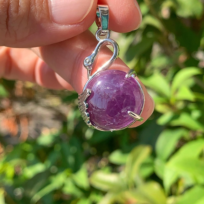 Pingente de Cisne de Cristal, Pingente de Cura Energética, Cristal Genuíno, Pingente Boho com Pedra Preciosa, Presente para Ela, Ametista, Malaquita imagem 6