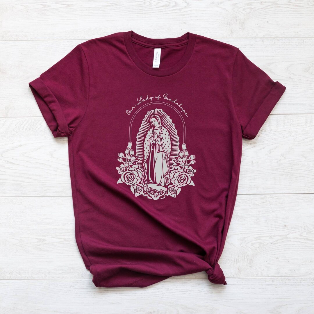 Our Lady of Guadalupe Floral Unisex Jersey Short Sleeve Tee, Virgen De