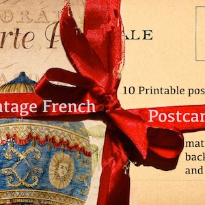 Vintage French Postcards, Shabby Chic, Scrapbook Ephemera, Junk Journal, Printable Digital Download