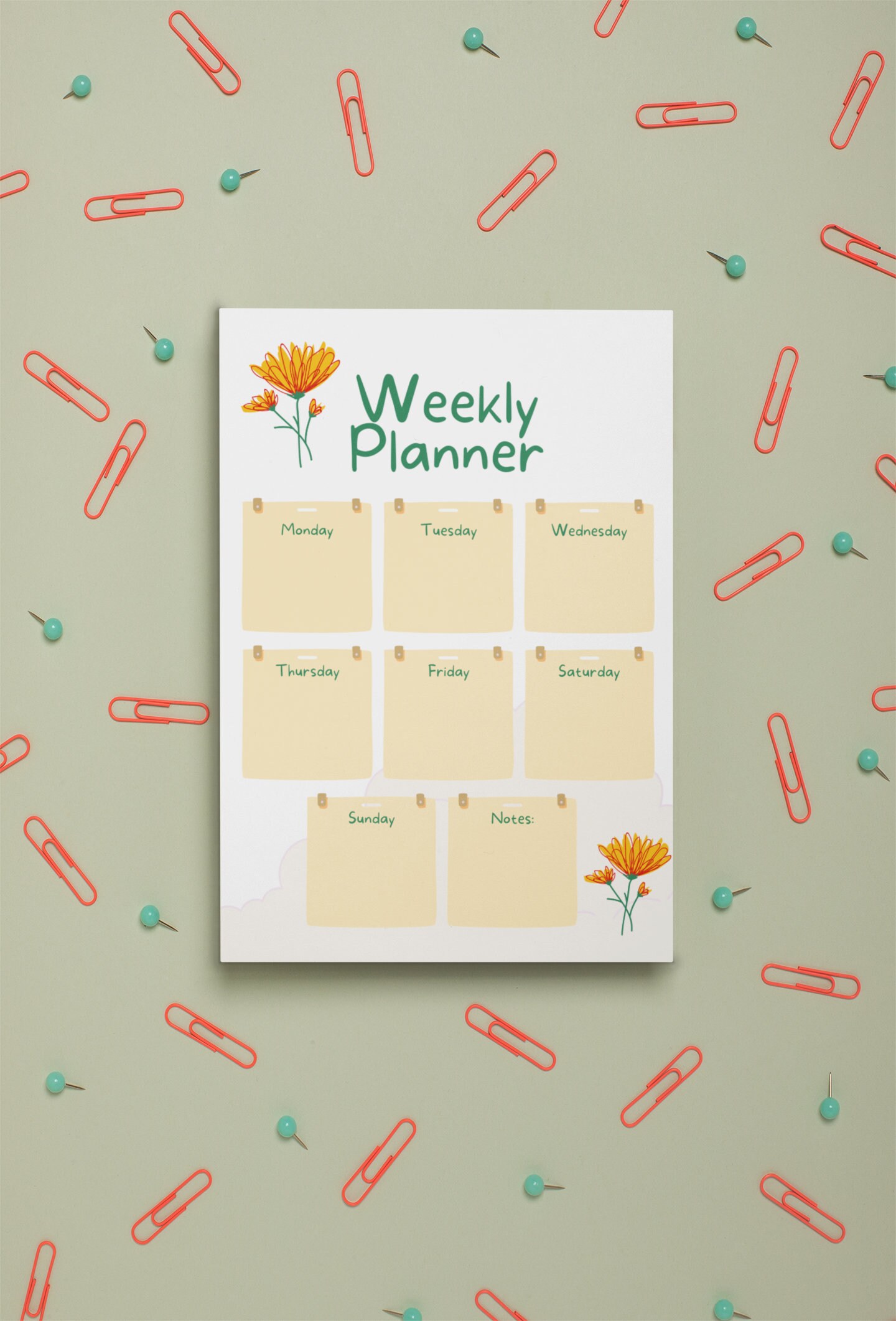 Pretty Weekly Planner. PDF Format. Flower Planner. Printable Planner ...