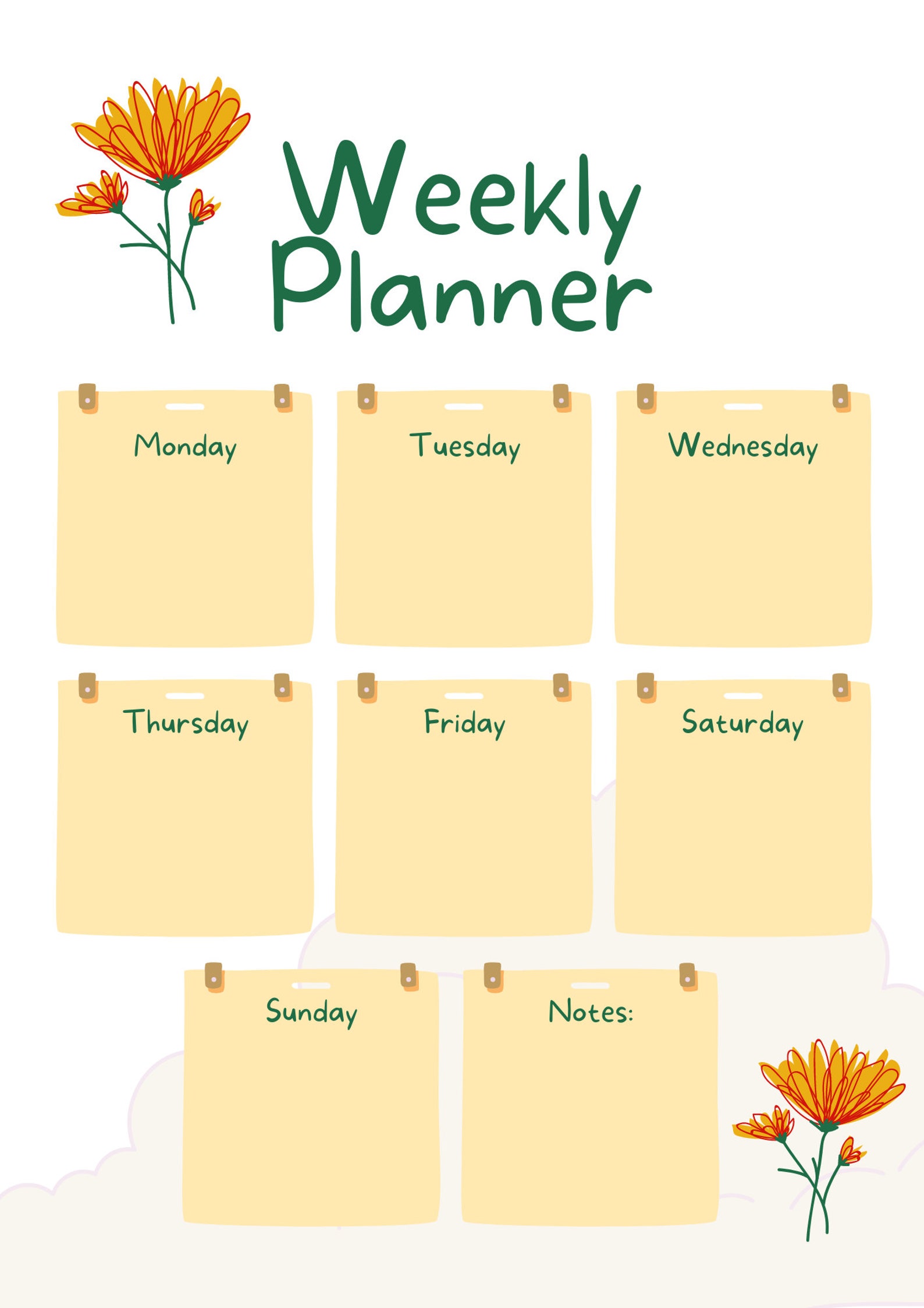 Pretty Weekly Planner. PDF Format. Flower Planner. Printable Planner ...