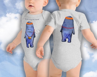 Little Friend Baby Short Sleeve One-Piece (Front & Back images)