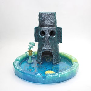 Spongebob Squarepants| Resin Ashtray Epoxy Resin Light Up Ashtray Spongebob Ashtray Bright Yellow Doodlebob LED Light Resin Ashtray