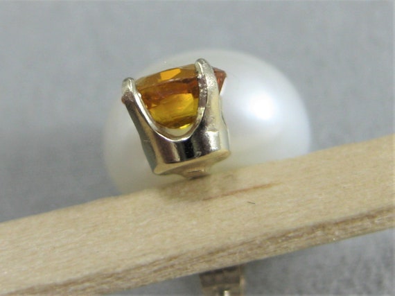 estate oval YELLOW SAPPHIRE 10MM white button PEA… - image 7