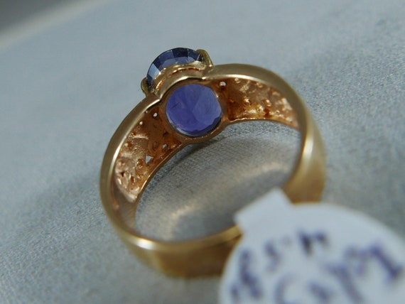 estate large 3.52CTW oval IOLITE 14K yellow gold … - image 5