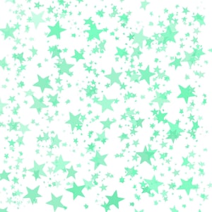 May include: A white background with a scattered pattern of light green stars of various sizes.