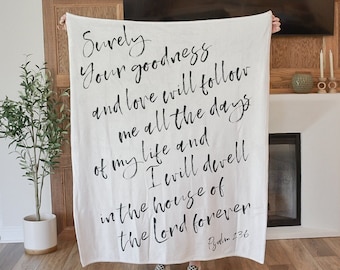 Bible Verse Blanket|Scripture Minky Blanket|Christian Home Decor|Gift For Christian|Psalm 23:6 Blanket|Scripture Baby Blanket