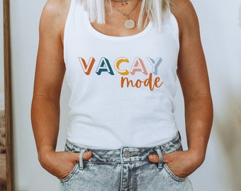 Vacay Mode Linne med RacerBack | Semestertopp | Resetröja | Sommarlinne | Matchande T-shirts | Strandtopp | Kryssningströja | Äventyrströja | Semesterläge