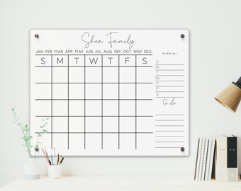 Custom Acrylic Dry Erase Calendar|Minimalist Wall Calendar|Family Wall Weekly Planner|Unique Wedding and Engagement Gifts