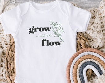 Grow With The Flow Organic Baby Onesie|Organic Baby Bodysuit|Gender Neutral Baby Onesie|Baby Gift|Baby Announcement| Plant Lover Baby Onesie