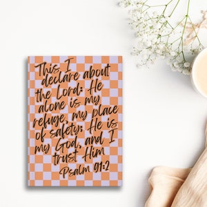 Psalm 91:2 Bible Study Notebook|Trendy Church Notebook|Checkered Notebook for Christian|Gift For Her|Prayer Journal|Gift For Christian