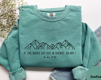 Kristen tröja | Lukas 19:40 Comfort Colors Bibelvers Crewneck | Skriftströja | Överdimensionerad So Will I Worship-tröja