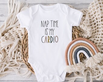 Nap Time Is My Cardio Funny Baby Body Suit|Cute Baby Clothes| Cute Baby Onesie|Unisex Funny Nap Baby Onesie|Summer Baby Onesie
