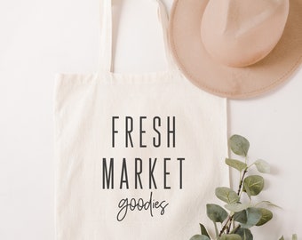 Fresh Market Goodies Canvas Tote Bag| Farmers Market Tote| Homestead Canvas Tote|Reusable Grocery Bag|Healthy Living Tote|Eco Bag|