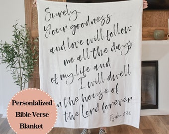 Custom Bible Verse Blanket|Scripture Minky Blanket|Christian Home Decor|Gift For Christian|Psalm 23:6 Blanket|Scripture Baby Blanket