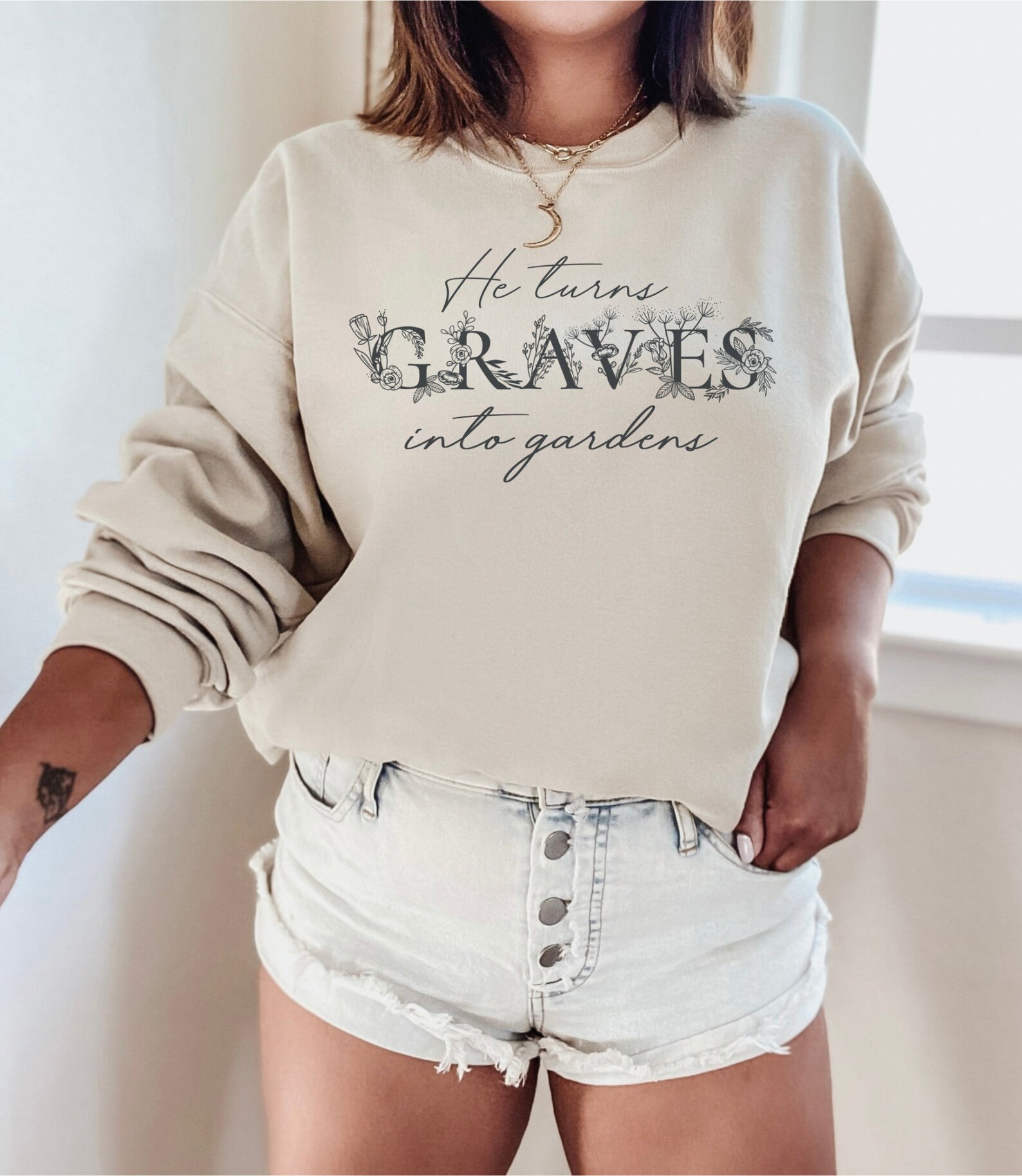 Graves Into Gardens Christian Sweatshirt Front and Etsy