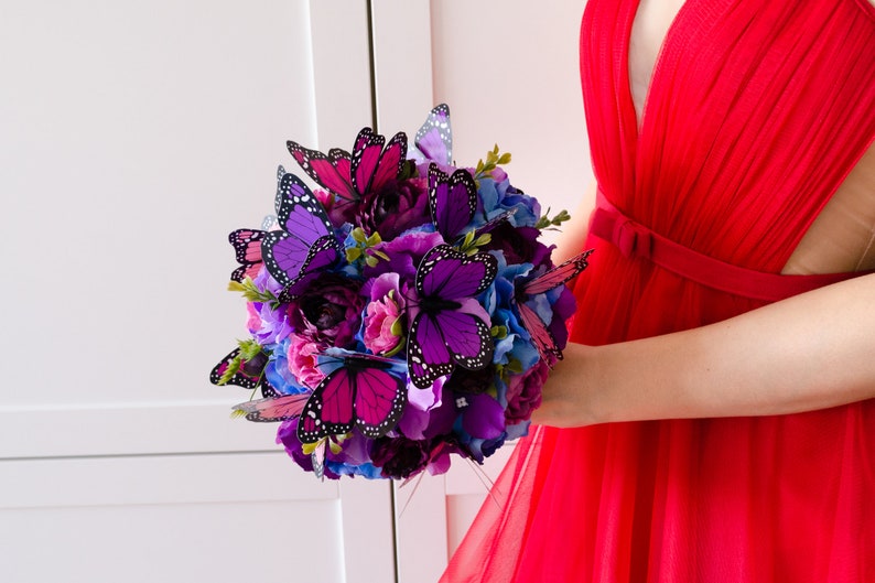 Colorful Bride Bouquet Butterfly Wedding Theme Etsy
