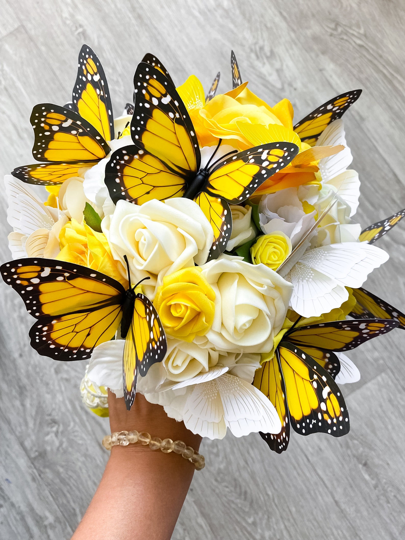 Yellow Bride Bouquet Butterfly Wedding Theme Etsy