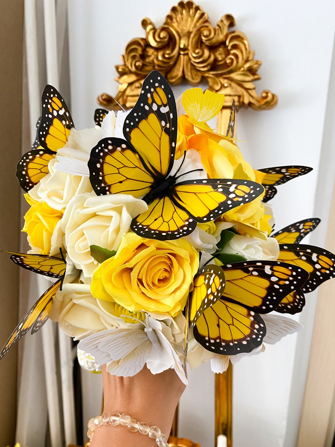 Yellow Bride Bouquet Butterfly Wedding Theme Etsy