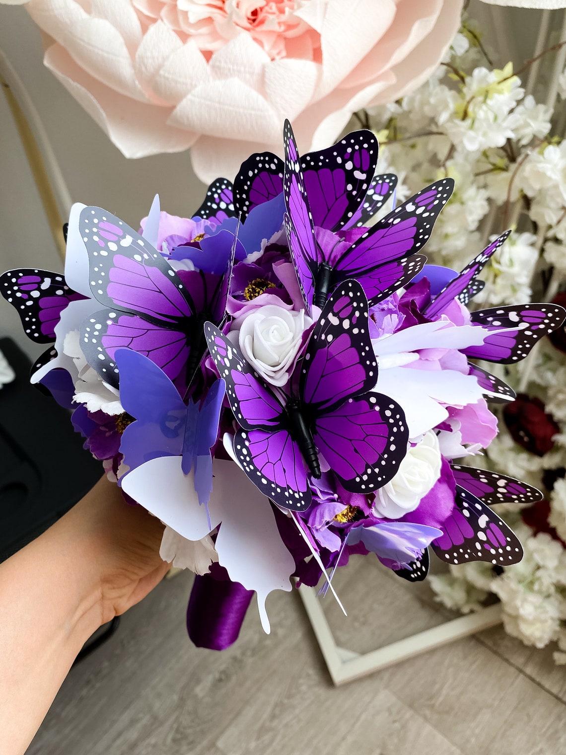 Bridal Purple Bouquet Butterfly Wedding Theme Etsy