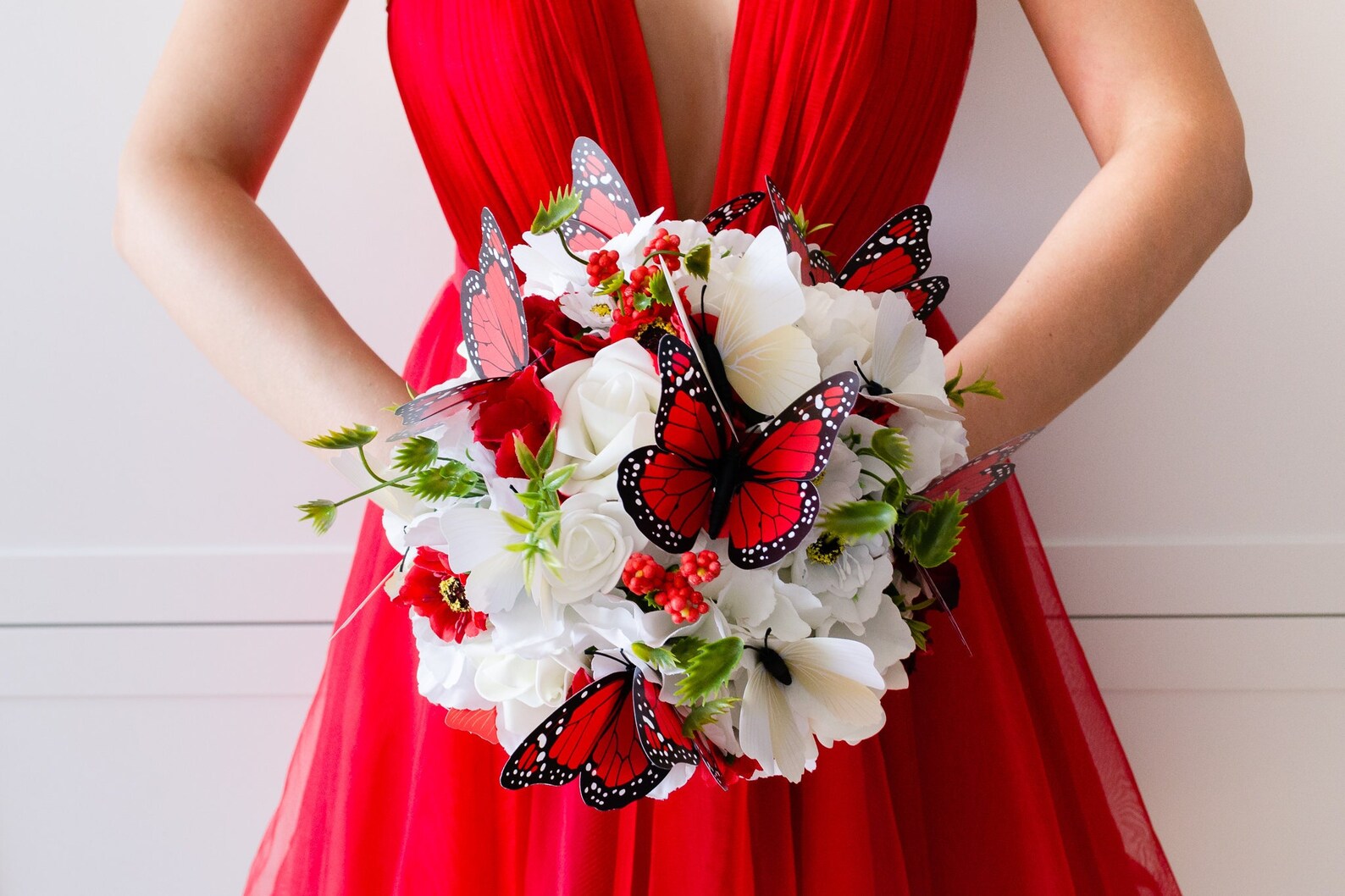 Bride Bouquet Butterfly Red Wedding Theme Etsy
