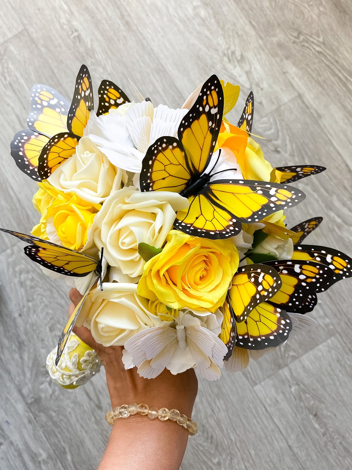 Yellow Bride Bouquet Butterfly Wedding Theme Etsy