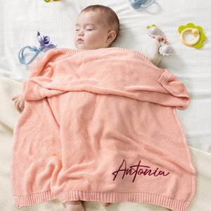Personalized Baby Blanket, Embroidered Knit Baby Blanket, Custom Baby Name Blanket, Baby Shower Gift, Newborn Blanket,Keepsake Gift for Baby