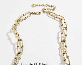 Dvacaman 14K Gold Plated Brass Link Chain Choker Necklaces for Women 20"