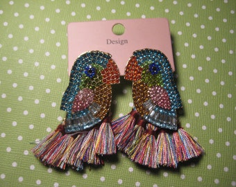 Dvacaman Crystal Parrot Earrings