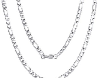 ChainsPro Men's 316L Stainless Steel Figaro Chain 22" Necklace