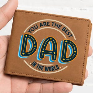 Cartera de cuero para el mejor papá, regalo del Día del Padre, cartera para papá, cartera para hombre, regalo para él, regalo para el mejor papá, regalo de cumpleaños para papá