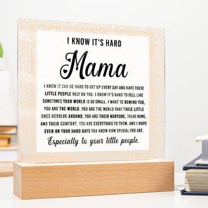 Mama Acrylic Plaque LED Light - Mother&#39;s Day Gift Personalized Home Decor for Mom Birthday Present, Gift for mom
