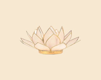 Lotus-Teelichthalter aus Capiz-Muscheln - Natur/Gold