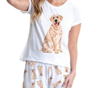 Dog Golden yellow Labrador pajama set with pants for women Lab, labrador pjs, labrador pajama set for women, dog lover gift