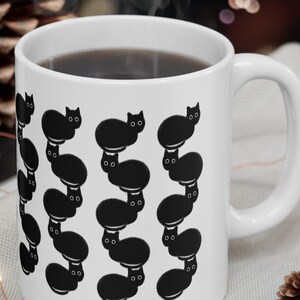 Black Cat Art Mug - Sitting Cat Coffee Mug 11oz