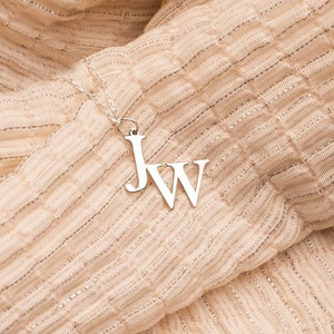 Silver Initial Necklace, Personalized Initial Necklace, Initial Jewelry Double, Initial Necklace, Custom Initial Necklace, Letter Necklace,