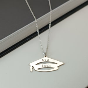 Personalized Graduation Necklace, Custom Bachelor Cap Name Necklace and School Name, 2023 Graduation Gift, College Senior Gift for her